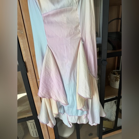 Free people fairy mini dress satin pastel soft flutter lover ruffles  intimately - Picture 7 of 14